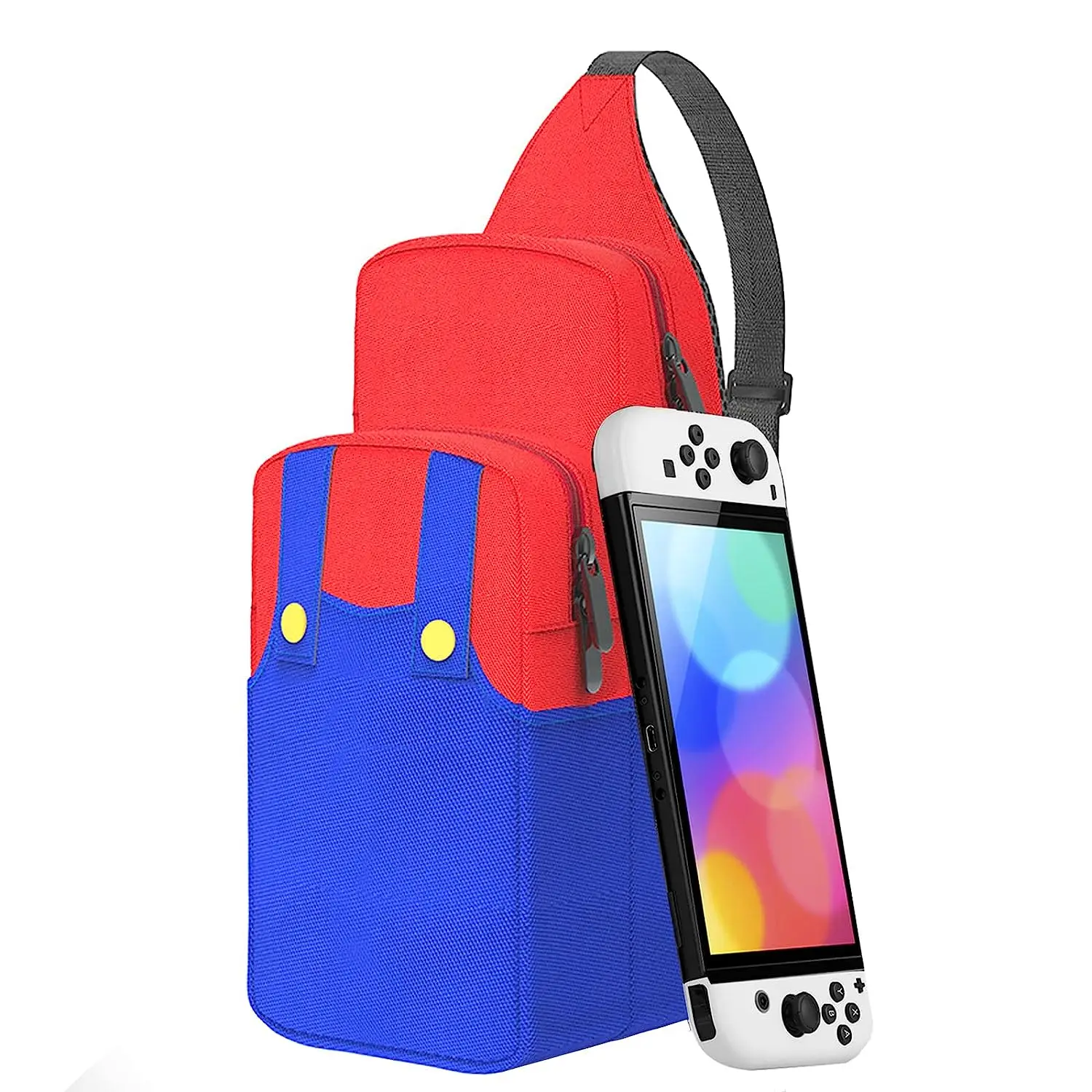 Niedliche Reisetasche für Nintendo Switch/Lite/OLED/Steam Deck, kleiner Sling, tragbarer wasserdichter Rucksack mit Umhängetasche