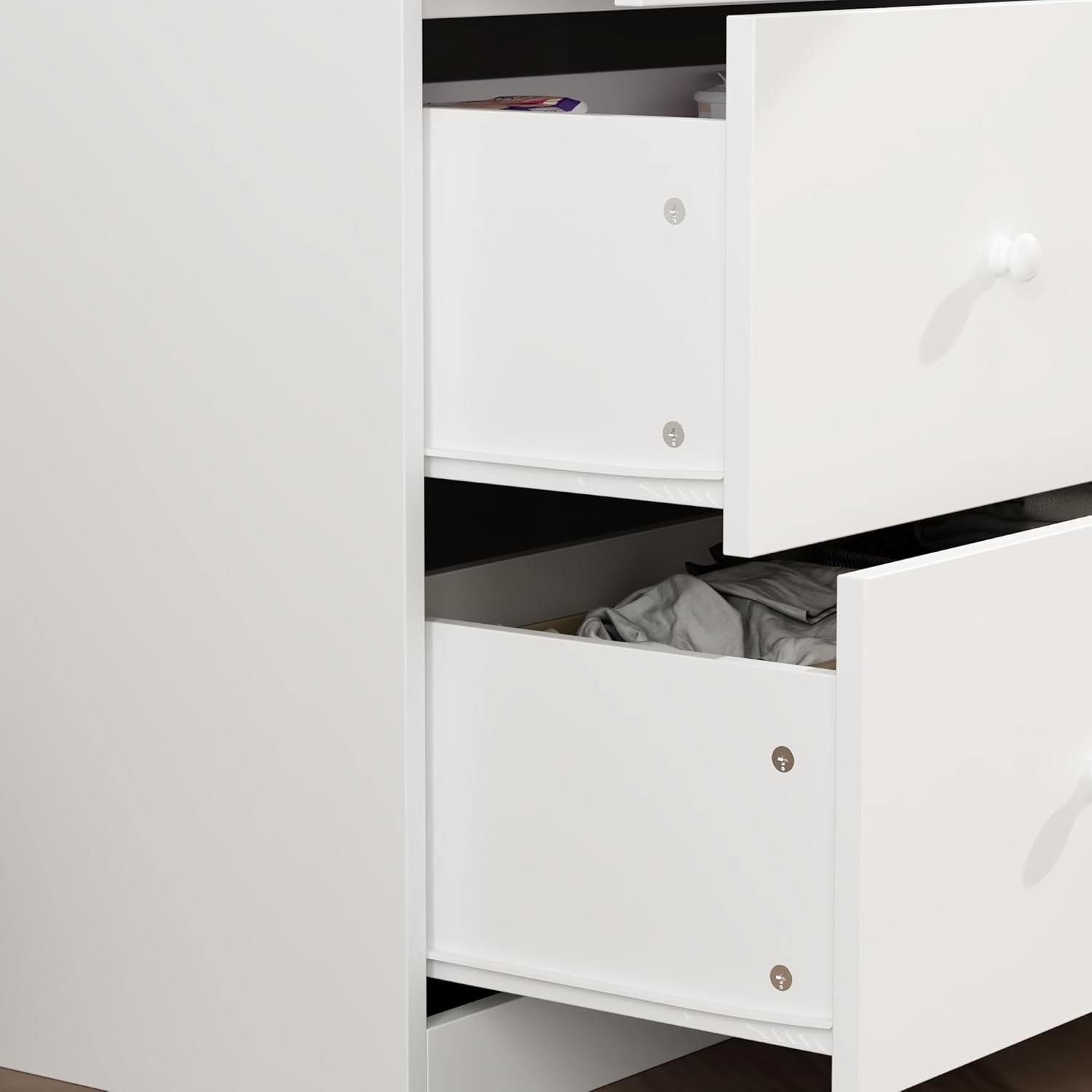 Dresser with Baby Changing Table, Diaper Changing Tables for Nursery with 5 Drawers & Shelves, Changing Station Nursery Organize