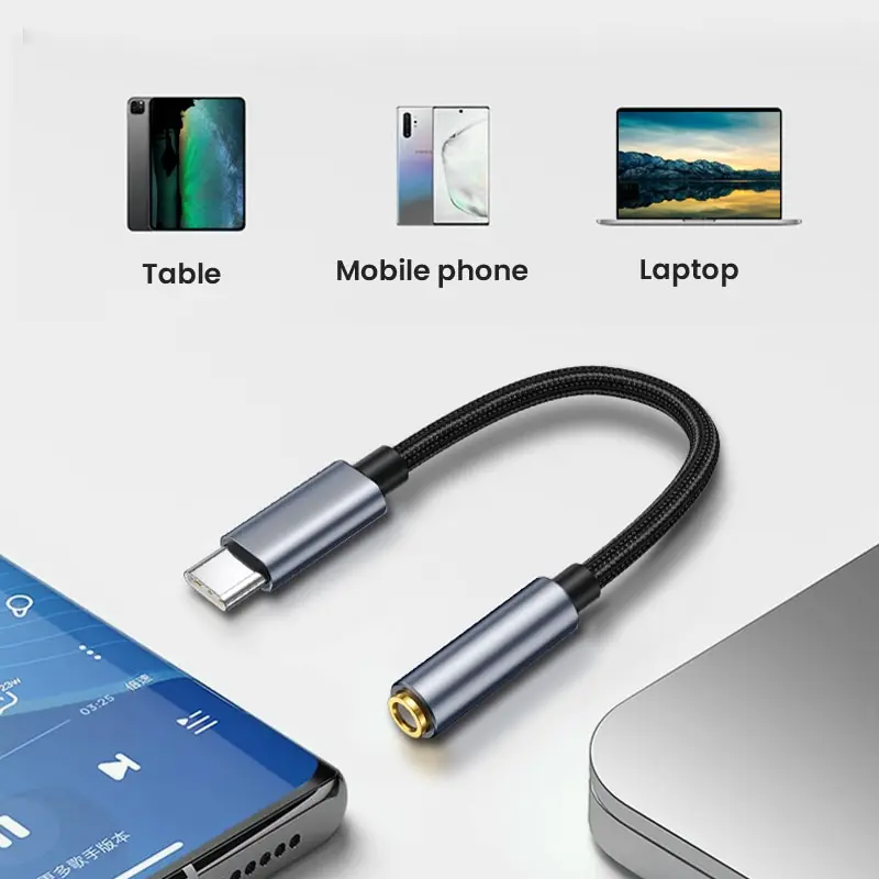 NIERBO USB C auf 3,5 mm Buchse Kopfhöreranschluss-Adapter Typ C auf Aux Audio Dongle-Adapter für Samsung Galaxy iPad Pro Pixel