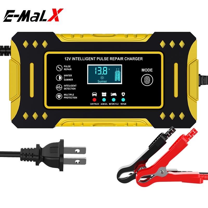 6A 12V intelligente auto-acculader Auto- en motorfietsaccu-oplaadeenheid Loodzuuraccu Reparatie LCD-scherm