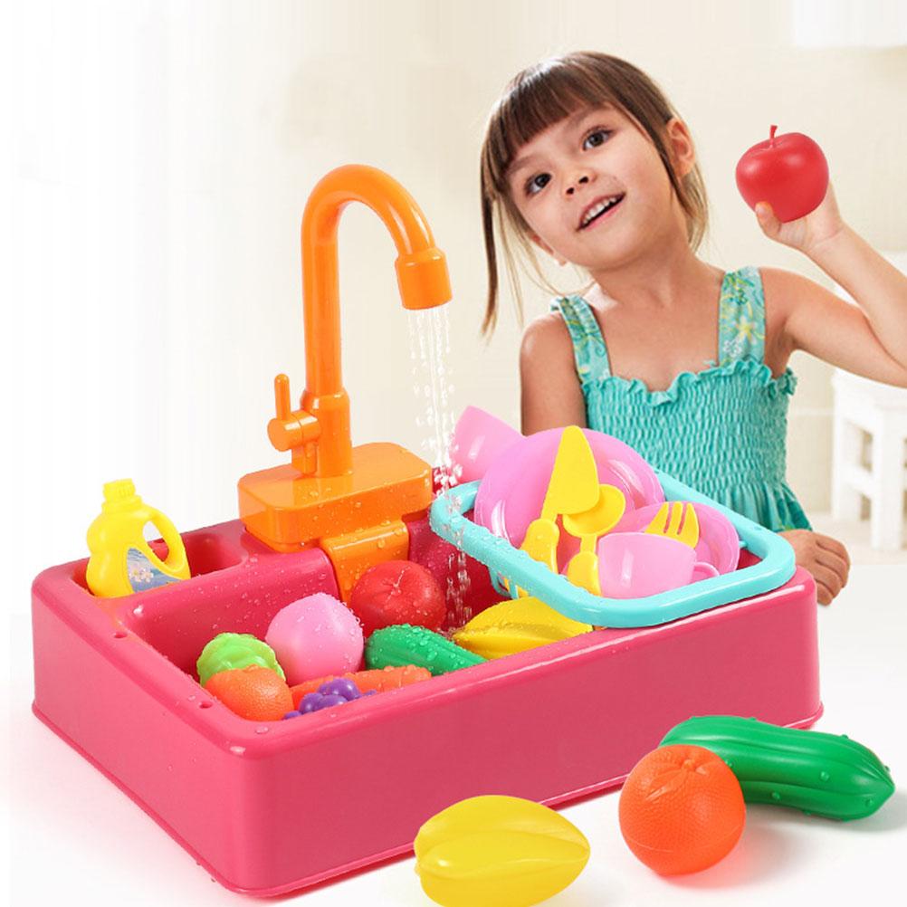 2 pçs torneiras cozinha das crianças máquina de lavar louça brinquedos girar torneira água jogar elétrico falso brinquedo plástico