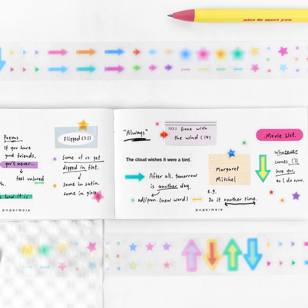 Mr.ペーパー、6スタイル、200cm/ロール、かわいい漫画PETステッカーDIYコラージュスクラップブック、ウォーターカップ、Bluetoothイヤホン装飾テープ