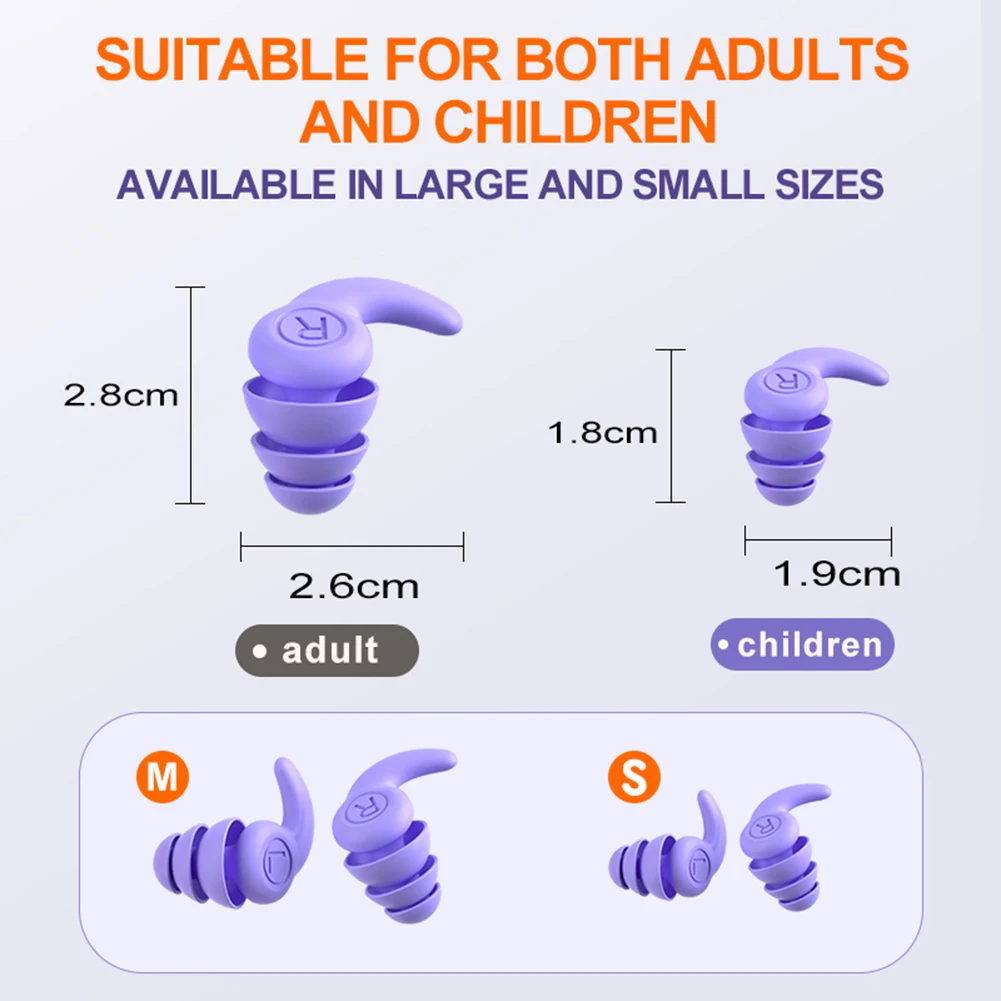 Children Silicone Ear Protector Canceling Noise 3 Layers Swimming Earplugs Hearing Protector anti-noise Plugs Noise Reduction