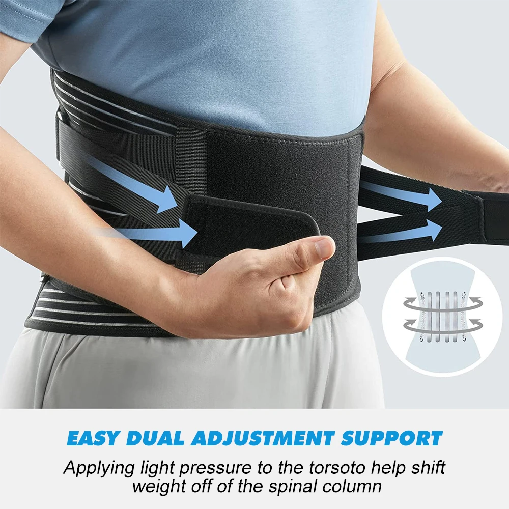 Lumbar Pad Back Support Elastic Double Compression Belt for Lower Back Pain Relief,Scoliosis,Herniated Disc,Sciatica Men Women