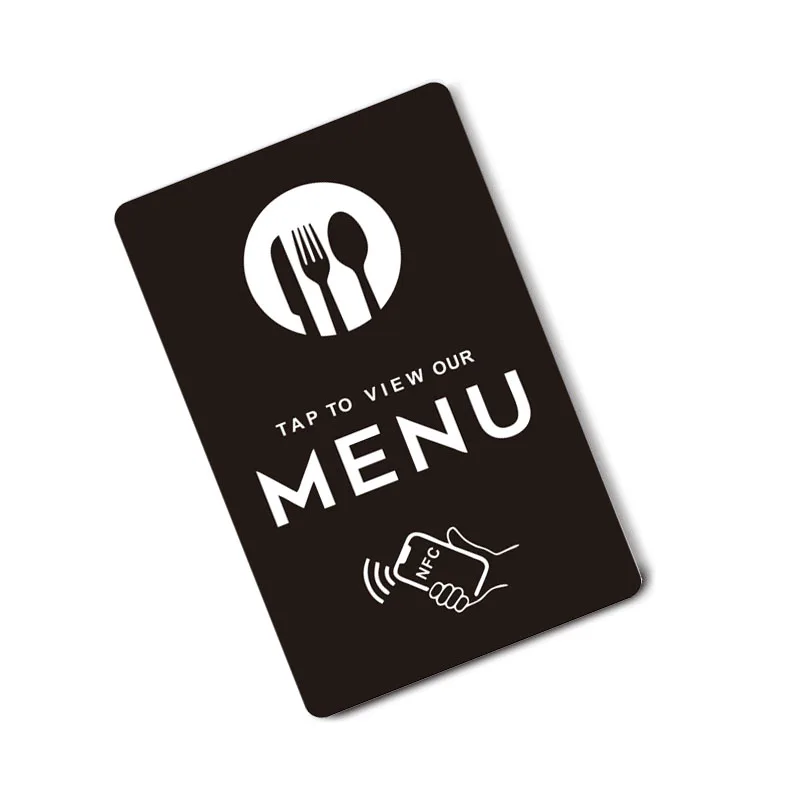 Tarjeta de PVC estándar NFC para menú en línea Enlace rápido al menú