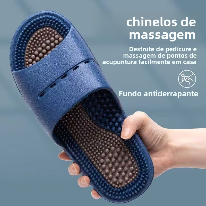 Chinelos de Massagem Masculinos Antiderrapantes para Uso Interno em Casa e Banheiro, Sandálias Simples em Material PVC Confor...