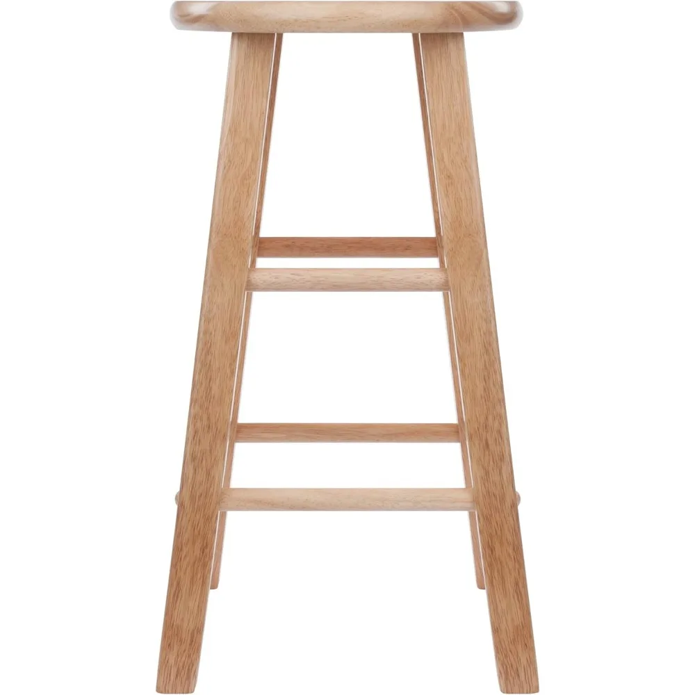 Element 2-Piece 24In Counter Stool Set, Natural Finish, Solid Wood, Modern Design