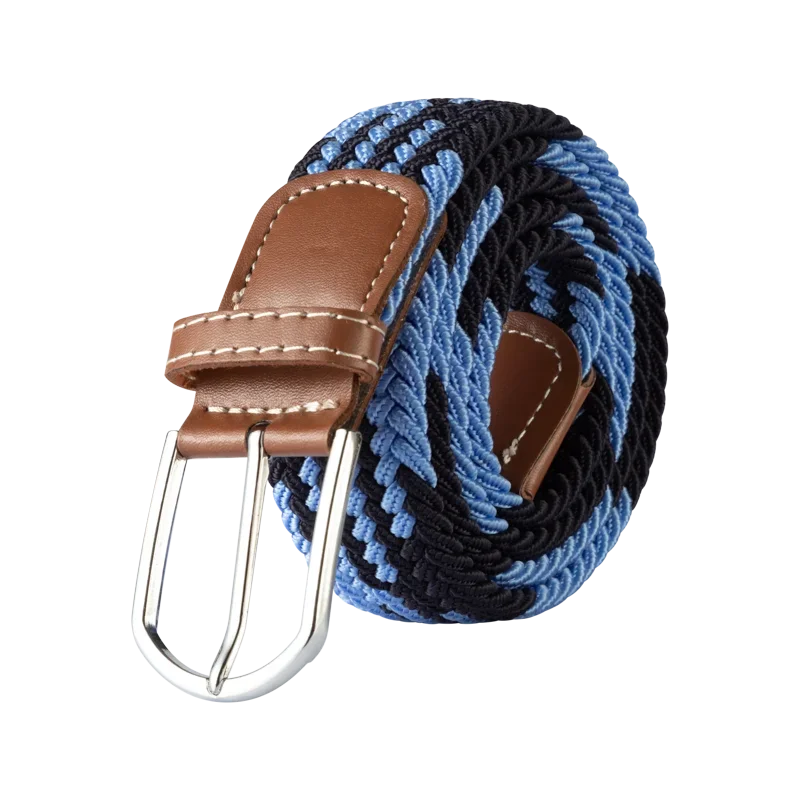 Cinturón informal tejido de tela elástica Unisex, hebilla de Pin, lona elástica trenzada expandible, cinturón de ocio Simple y elegante para hombres y mujeres