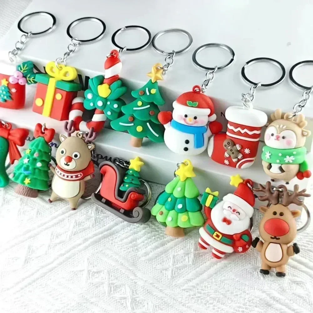 Niedlicher Auto-Schlüsselanhänger aus Metall für Damen, Weihnachts-Schlüsselanhänger, Weihnachtsmann, Baum, Schneemann, Handtasche, Schlüsselanhänger, kreatives Geschenk, personalisierte Accessoires