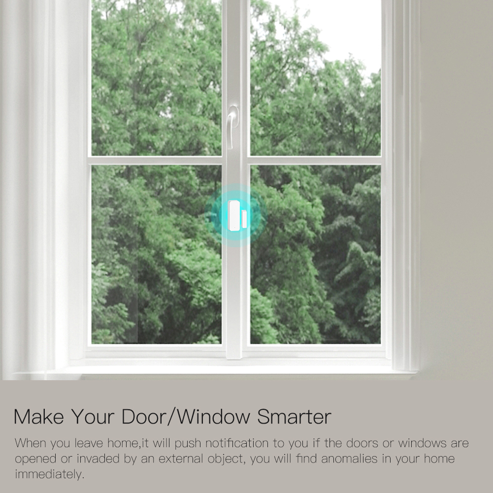 MOES Sensor de puerta inteligente ZigBee/WiFi, asegura tu hogar con Control de la aplicación Tuya, detección de ventana/puerta y compatibilidad Smart Life