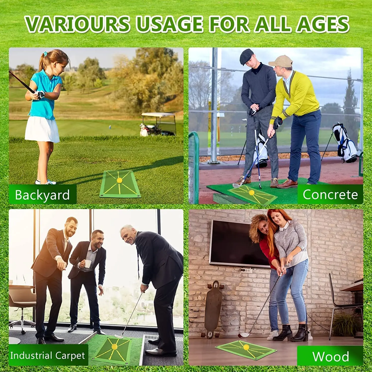 Golf Training Mat for Swing Detection Batting Path Feedback Practice Hitting Mats Training Aid Equipment Swing Tracker Mat