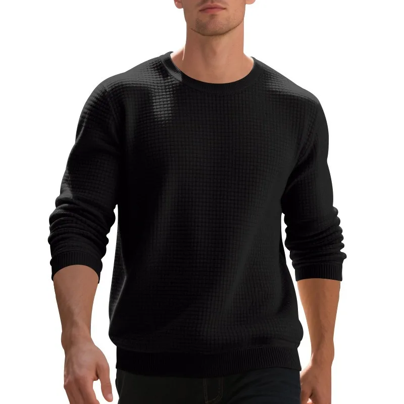 Sudaderas con cuello redondo para hombre, Jersey grande de Color sólido, prendas de vestir exteriores, camisetas para correr al aire libre, ropa de calle informal, Top básico