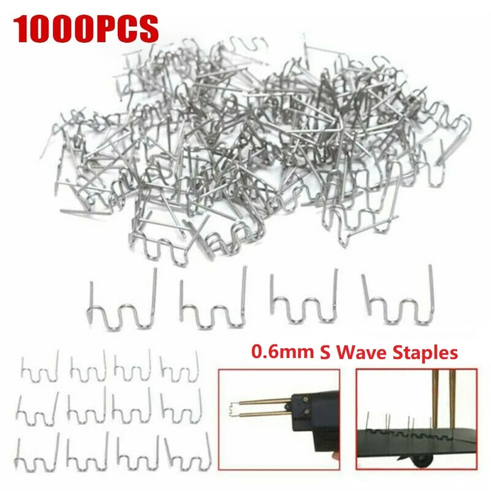 1000PCS 0.6mm Chiodi per saldatura S Wave Graffette per kit di riparazione in plastica per carrozzeria paraurti auto