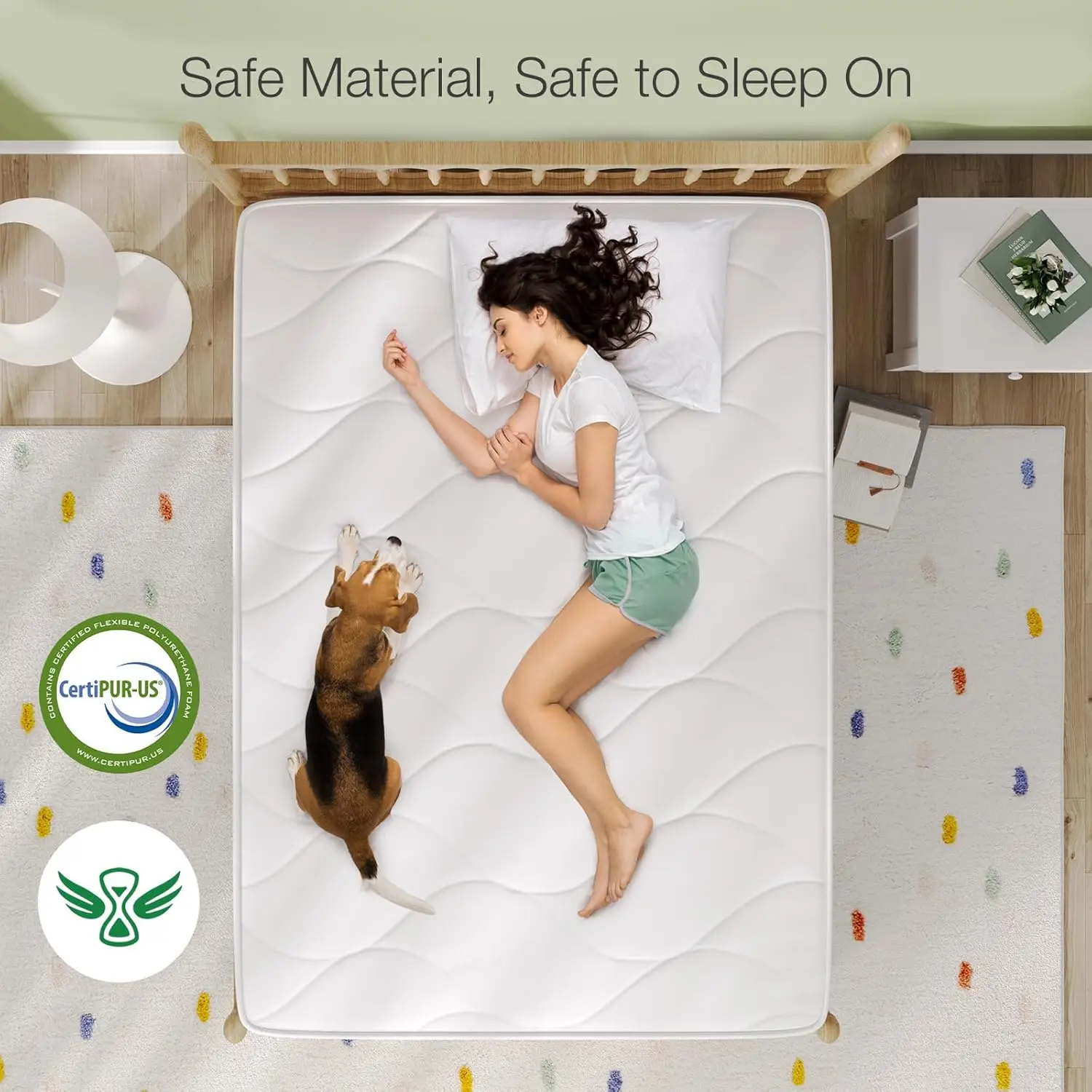 4FT6 Double Pocket Sprung Mattresses 8 Inch Medium Soft Spring Mattress with Breathable Sprung System, Cool Touch Oeko F