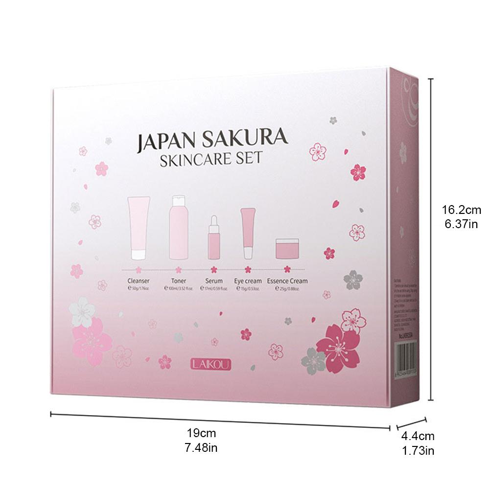 Sakura-フェイシャルスキンケアセット,フェイスクリーム,美容液,フェイシャルクリーナー,アイクリーム,ギフトボックス,フェイス製品,5個/セット