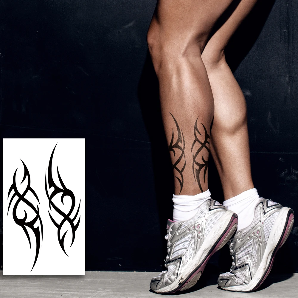 1 Stücke Mode Elegante Körperkunst Coole Frauen Männer Halbarm Schwarz Tattoo Arm Temporäre Totem Tattoo Aufkleber Wassertransfer Aufkleber