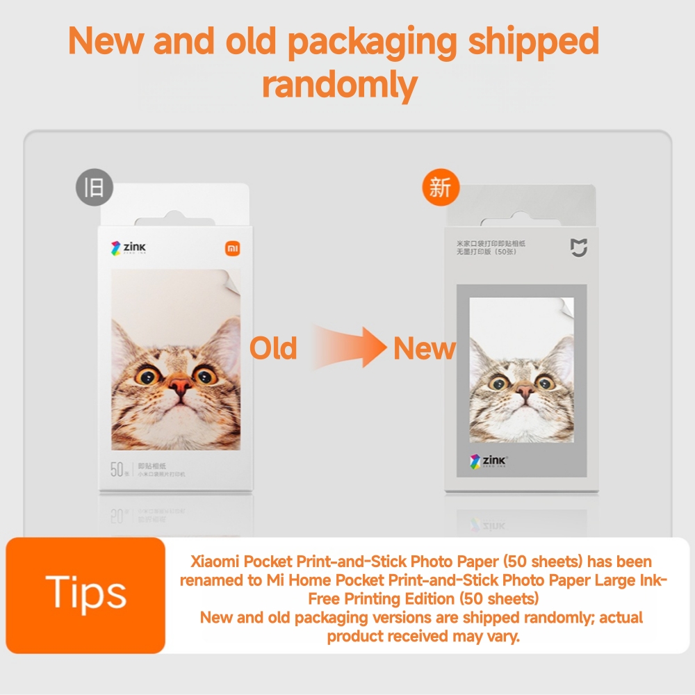 Original Xiaomi ZINK Taschendruckerpapier Selbstklebender Fotodruck 50 Blatt Xiaomi 3-Zoll Mini Pocket Fotodrucker
