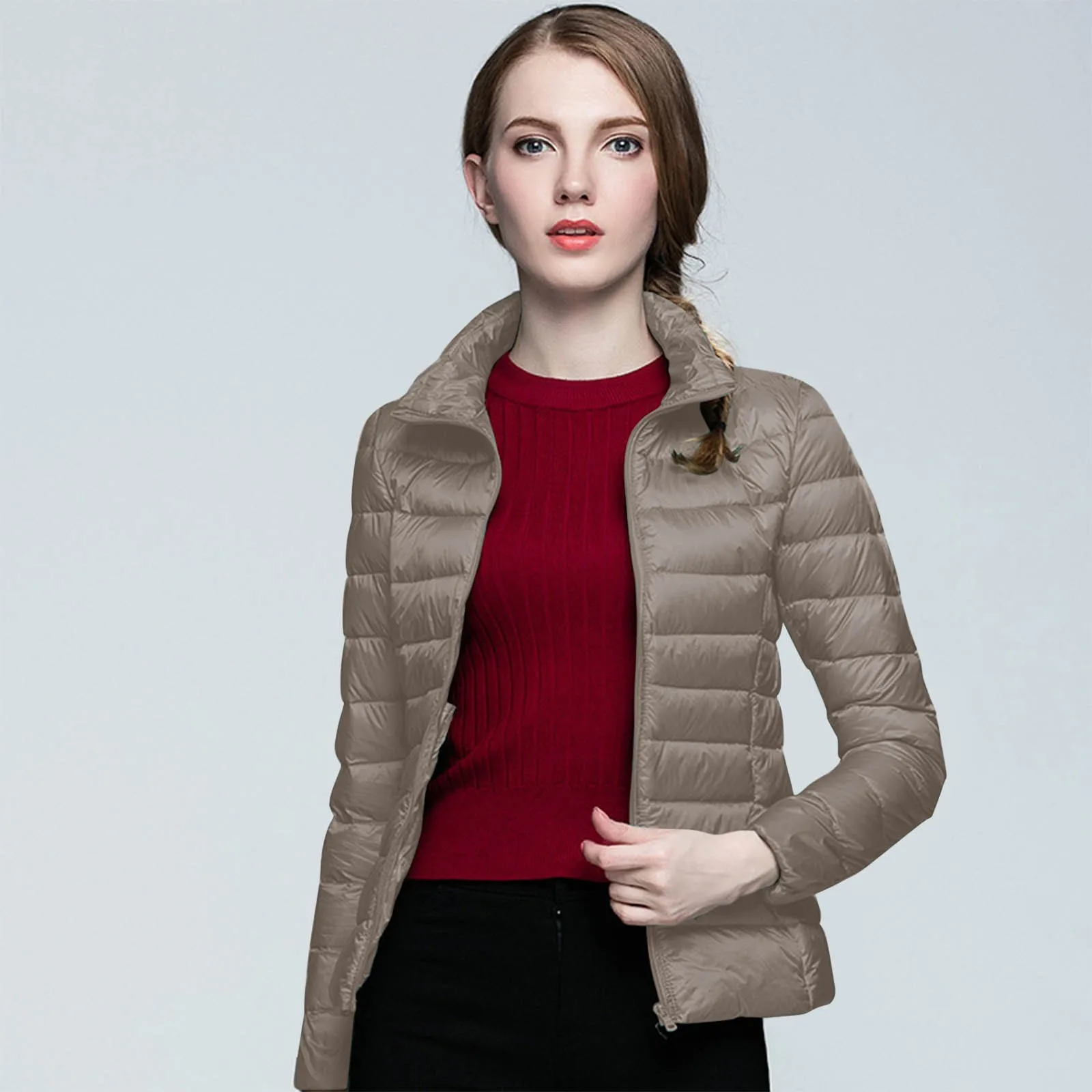 Doudounes à capuche ultra-légères pour femmes, manteau en duvet de canard simple, mince, court, chaud, monochrome, automne, hiver, nouveau, 2024