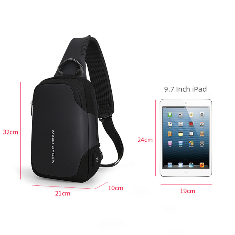 Bolso de pecho Bolso de hombro impermeable multifuncional Bolso cruzado informal con carga USB