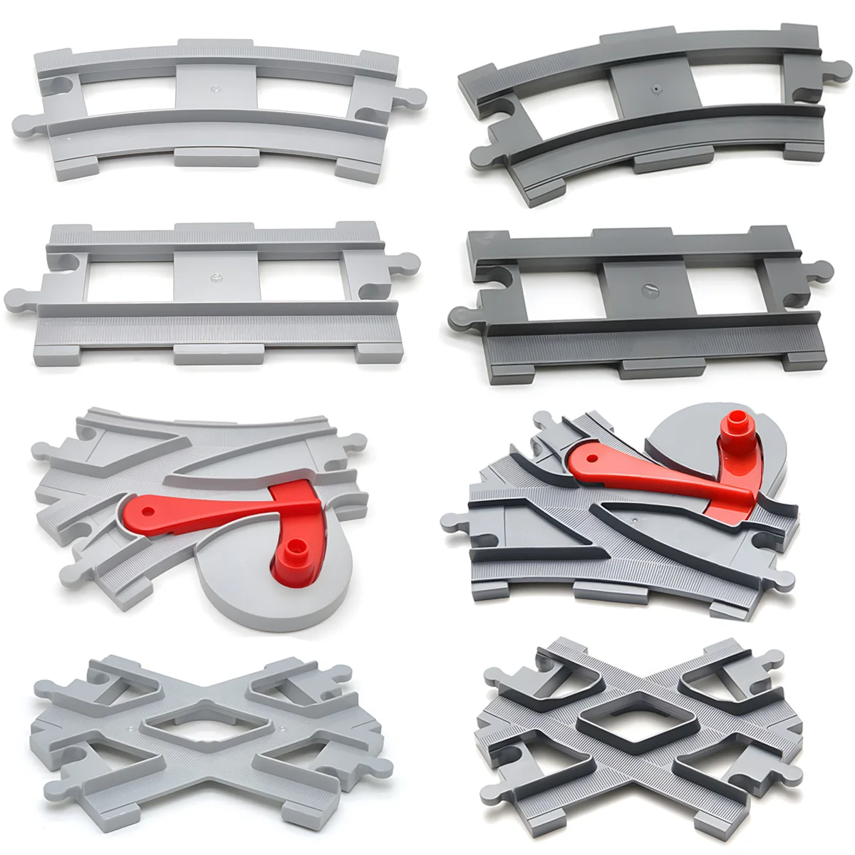 Série de trilha de trem compatível com DUPLO 10874 10872 10882 Acessórios de tijolo grande Expansão de trilha curvada reta para crianças DIY