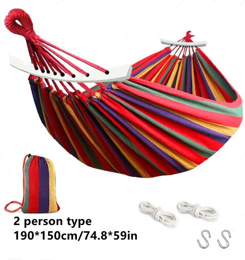 Canvas-Hängematte für Outdoor-Camping-Rucksackreisen, Freizeitschaukel, tragbares Hängebett