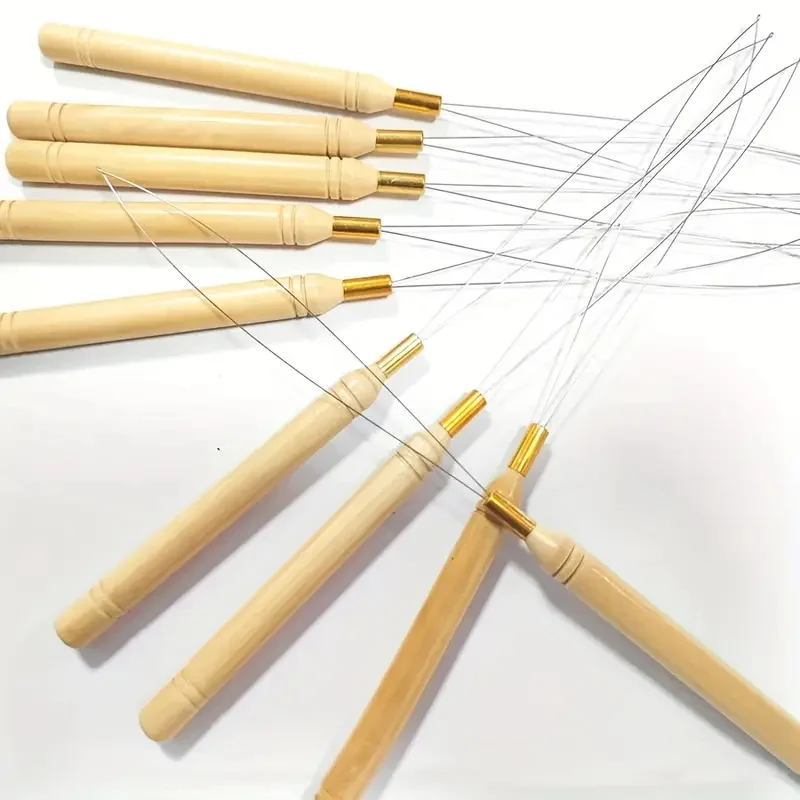 2-20 pces micro anéis loop ferramenta loop threader puxando agulha usado com alicate de cabelo e contas para ferramentas de extensão de penas de cabelo humano