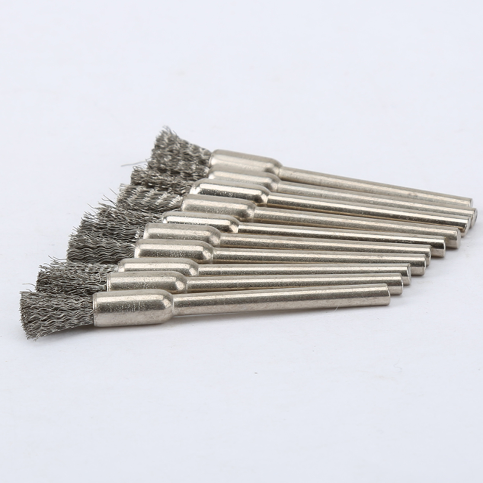 Bộ 10 Bút Chì Bút Thép Không Gỉ Gắn Dây Bánh Bàn Chải 3.17Mm Vít Mandrel Bộ Điện Dụng Cụ Quay Nhám dụng Cụ