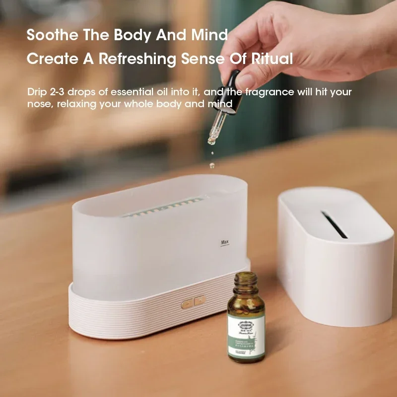 น้ําหอม Humidifier จําลองเปลวไฟ Aromatherapy Diffuser LED Ultrasonic Air Humidifier ของขวัญสร้างสรรค์น้ํามันหอมระเหยโคมไฟเปลวไฟ