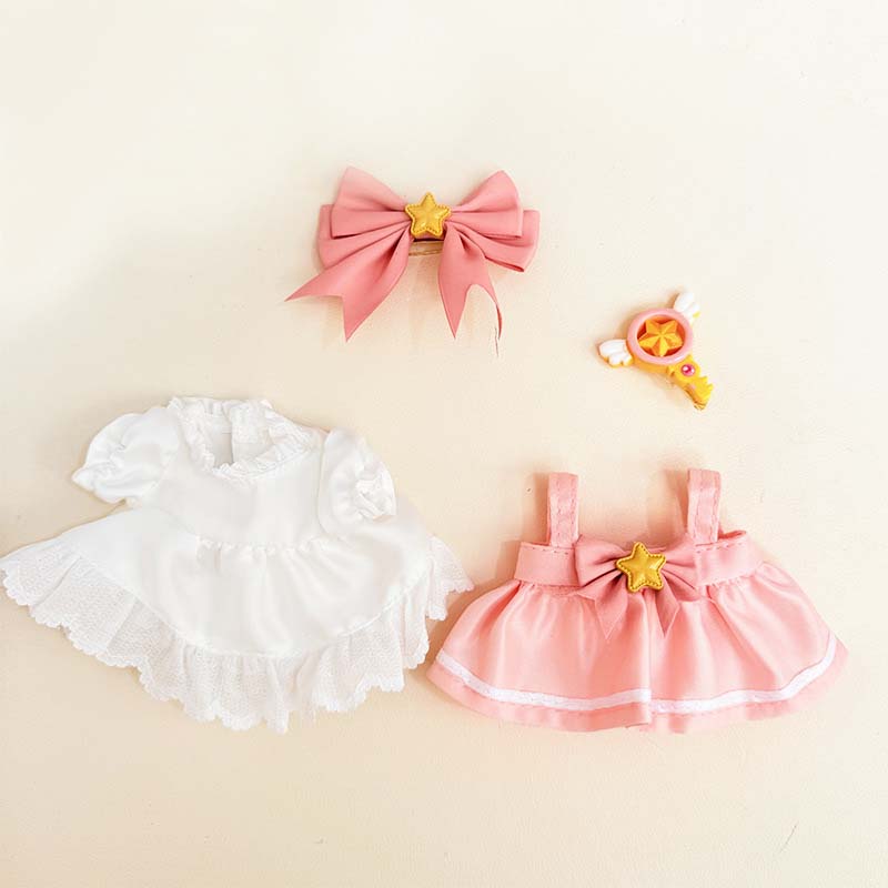 Mini roupas de boneca de pelúcia, acessórios para labubu idol v1 v2, festa sentada, saia xadrez, conjunto de roupas, brinquedos