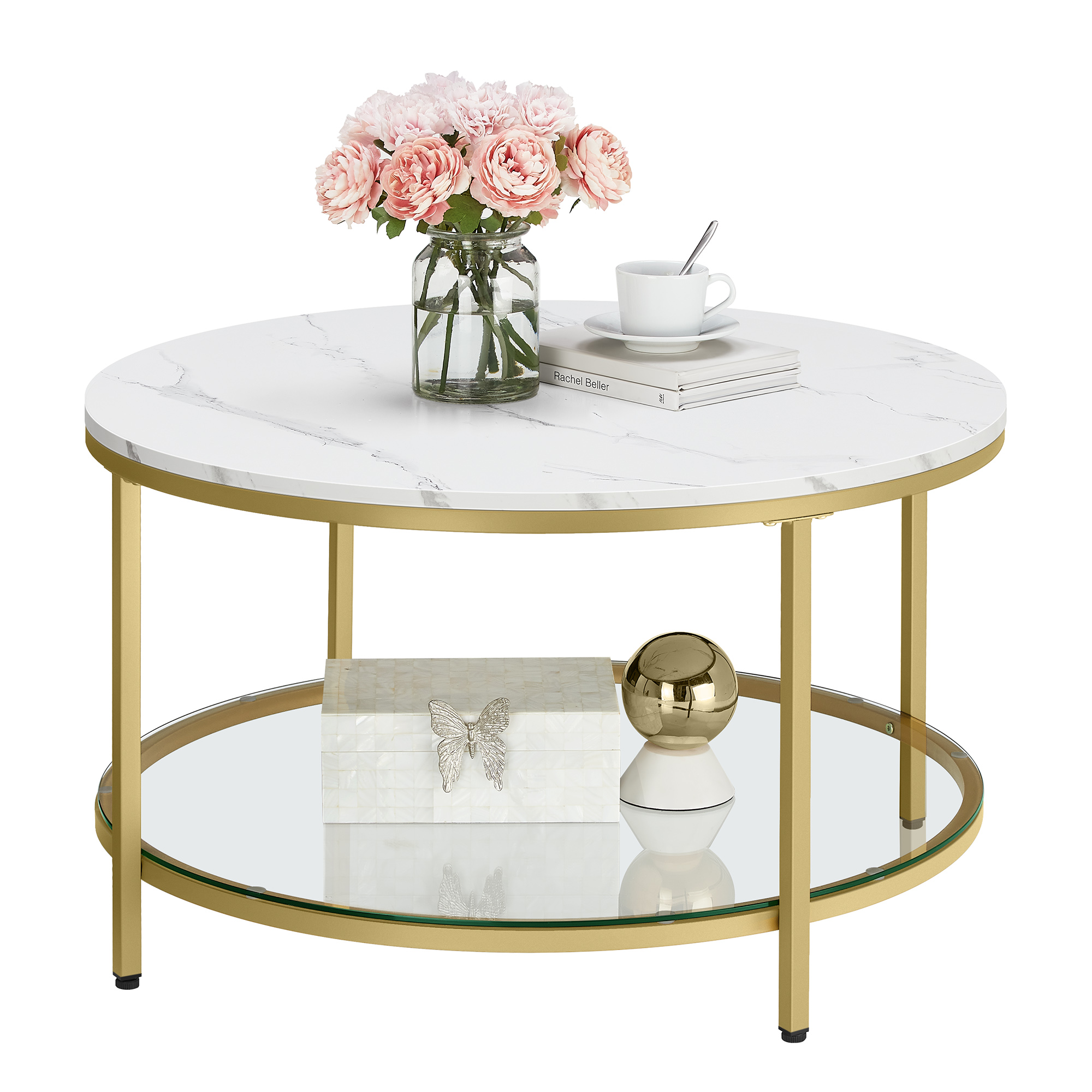 VASAGLE salontafel woonkamertafel banktafel voor woonkamer glazen blad effen opbergruimte effen ontwerp moderne stijl