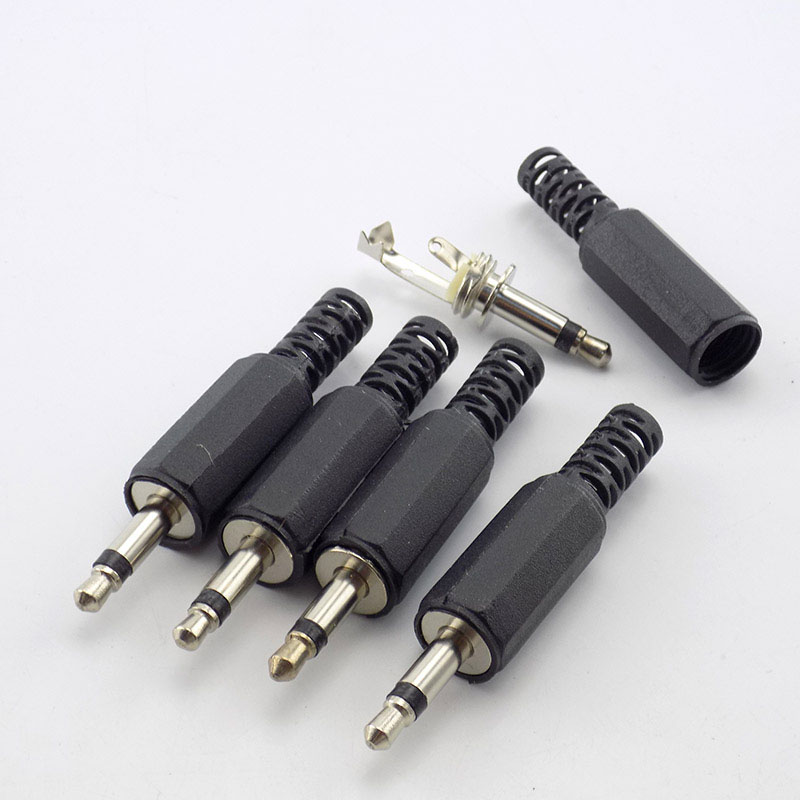 5/10 Uds 3,5mm 2/3 polos conectores de Audio mono enchufe adaptador macho para auriculares enchufe jack de 3,5mm 3,5 terminales de cable de enchufe macho H10
