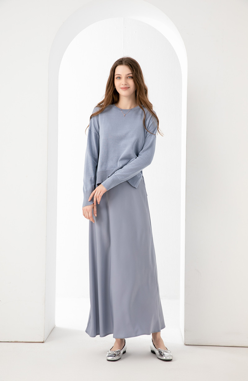 女性用の裏地付きサテントップとマットスカート,エレガントな服,ルーズフィット,ニット,春,夏,春,2021, 1日