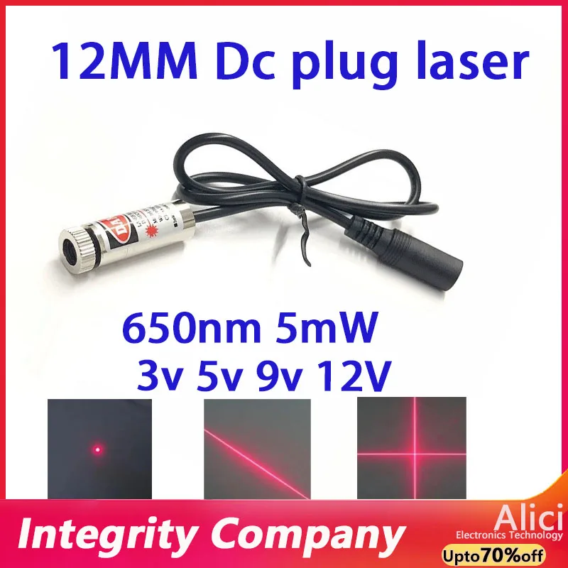 Lámpara de posicionamiento láser ajustable en forma de cruz con forma de punto rojo de 12mm 650nm 5mW enchufe CC 3V 5V 9V 12V