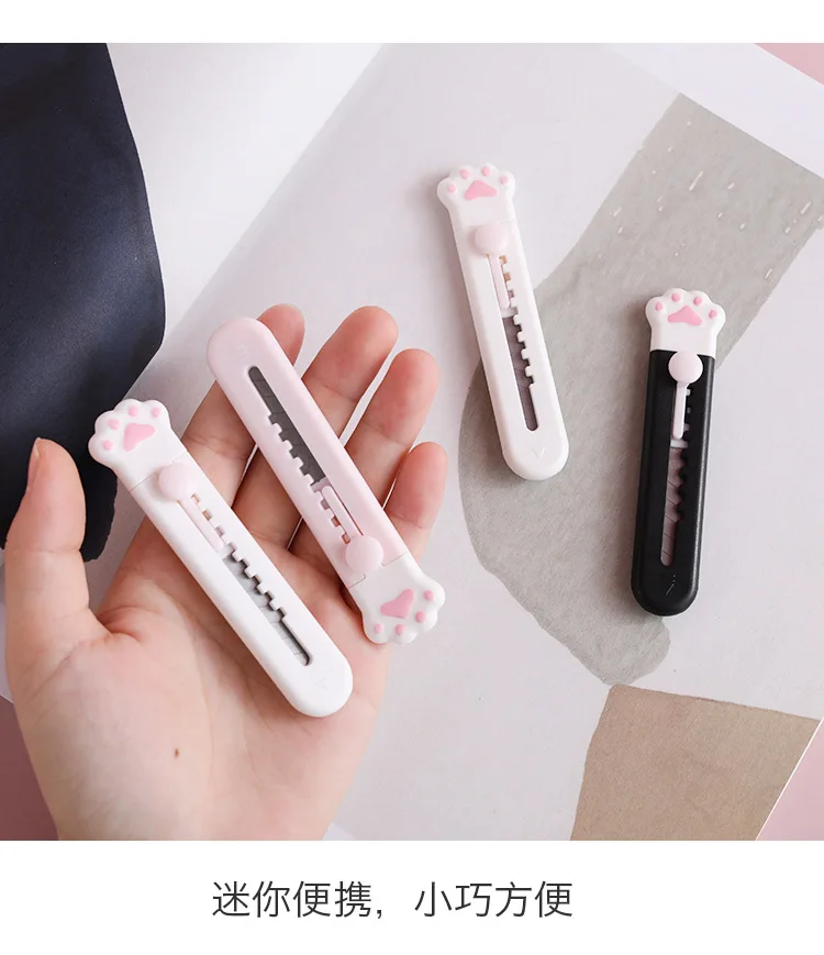 Cat Paw Art Knife Mini Small Cute Cartoon Paper Knife Unpacking Express Utility Knife Device Students With Portable Hand Knife
