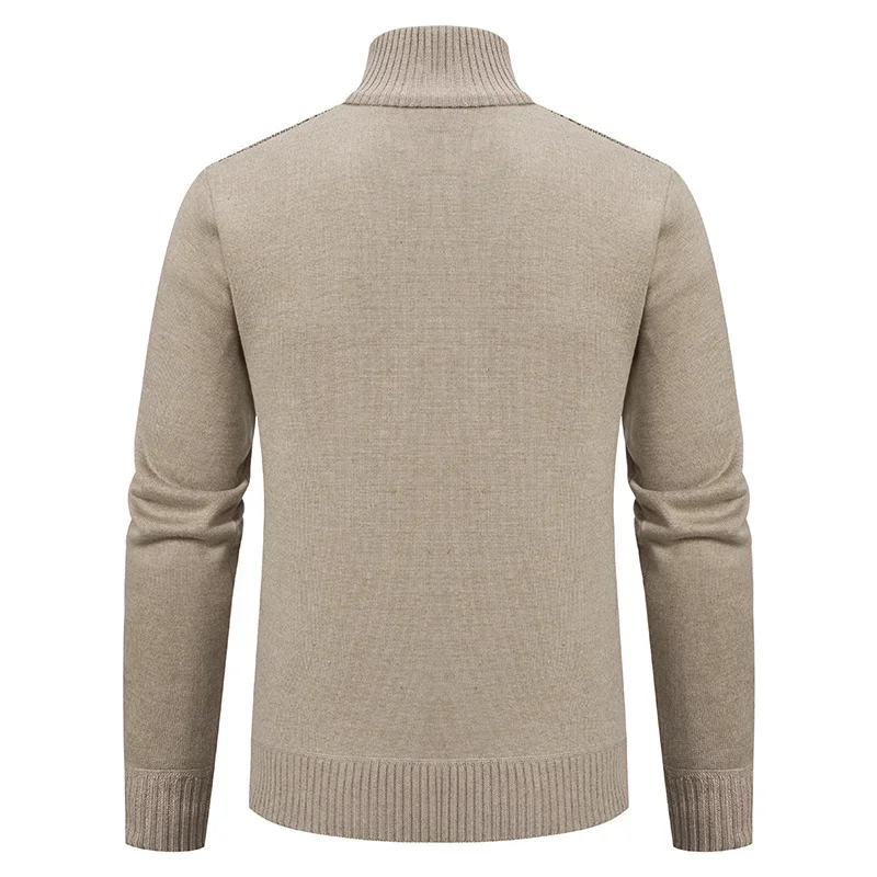 Herren Langarm Strickoberteil Samt Wärme Lässige Herbst Winter Mode Stehkragen Multifunktionsjacke