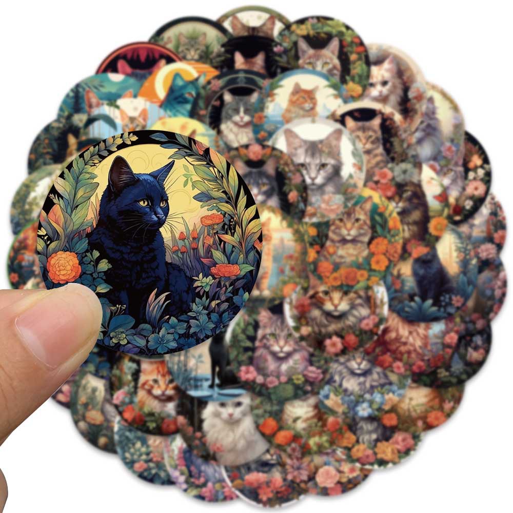 10/30/50 Uds pegatinas de gato Kawaii pegatinas de flores Vintage decoración DIY cuaderno motocicleta teléfono maleta bicicleta coche pegatina Juguetes