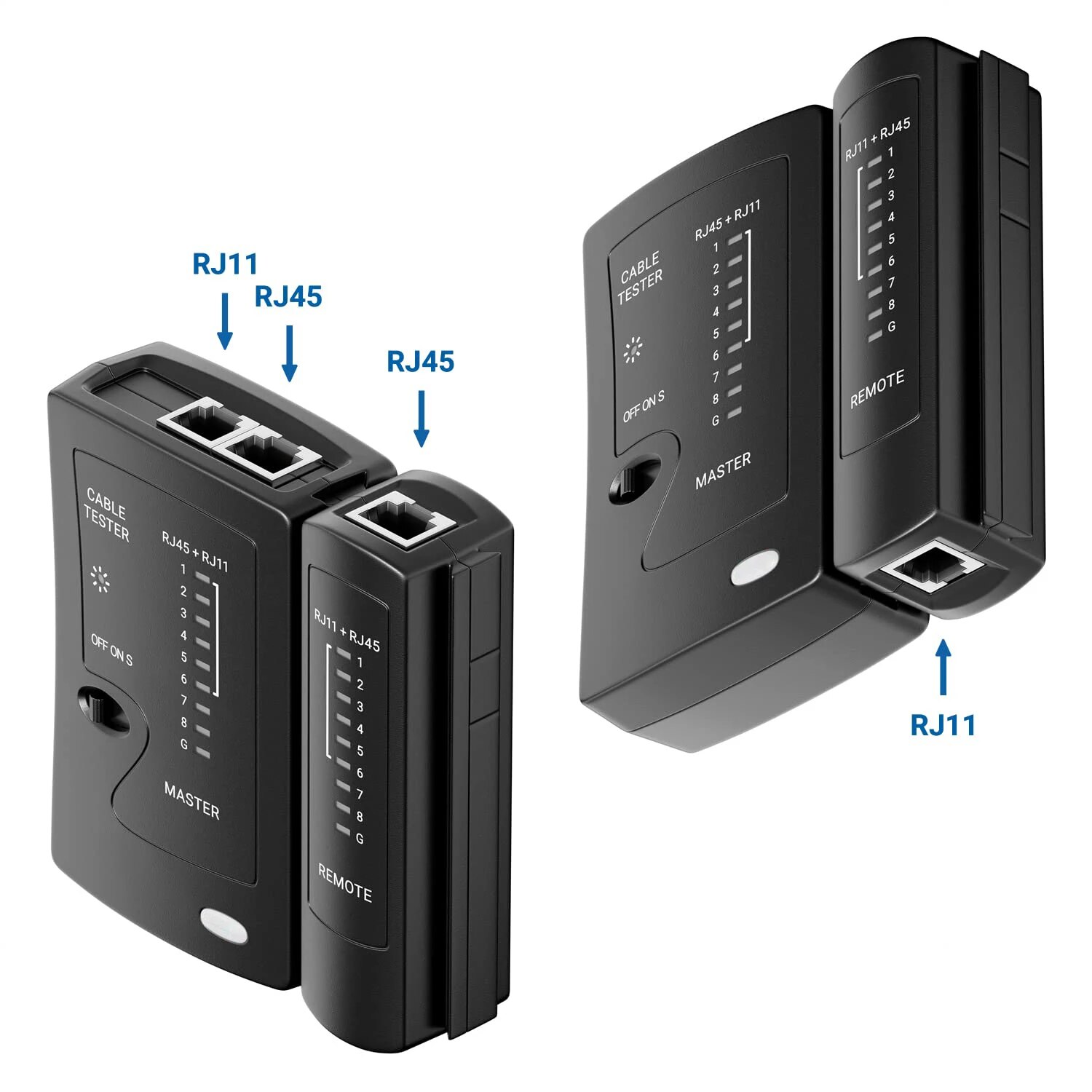 ZoeRax probador de Cable de red Ethernet para LAN RJ45 Cat5 Cat5e Cat6 Cat6a Cat7 UTP/Cable blindado y RJ11 RJ12