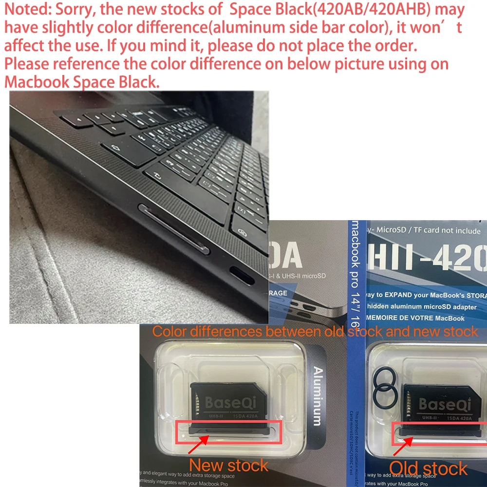 BaseQi para MacBook Pro 14 pulgadas 16 pulgadas M1/M2/M3/M4 Año 2024/23/22/21 Adaptador de tarjeta Microsd Mini unidad Mac Pro completamente oculta