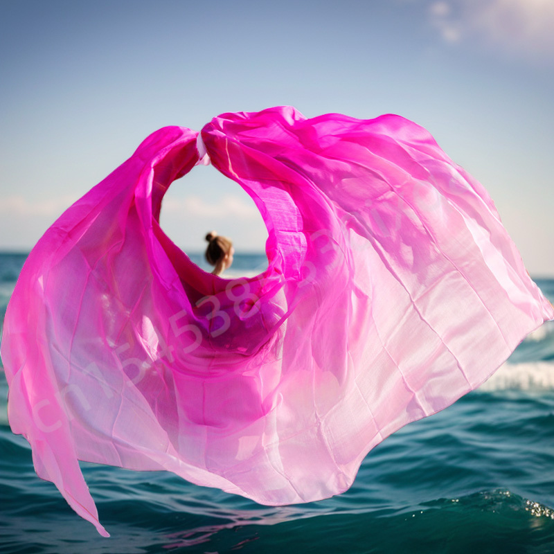 Véus De Seda De Dança Do Ventre Personalizado, Acessórios Rave, Desempenho De Palco, Mão Tingida Cor Gradiente, 100% Seda Real, Trajes De Véu