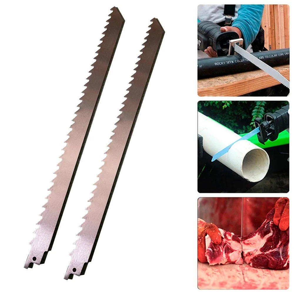 2 Cái 300Mm Thịt Xương Băng Cắt Chuyển Động Qua Lại Thấy Lưỡi Dao Thép Không Gỉ Thịt Cưa Cắt Cắt Thịt Băng gỗ Kim Loại