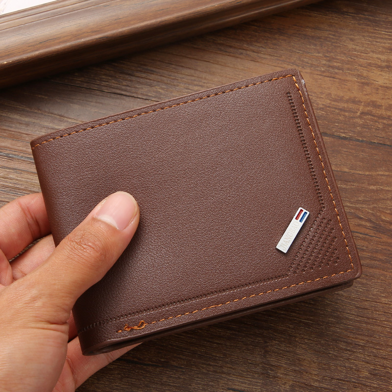 Carteras delgadas para hombre con bloqueo Rfid, Clip para dinero, tarjetero de cuero corto de lujo para jóvenes, billetera plegable minimalista fina para hombre