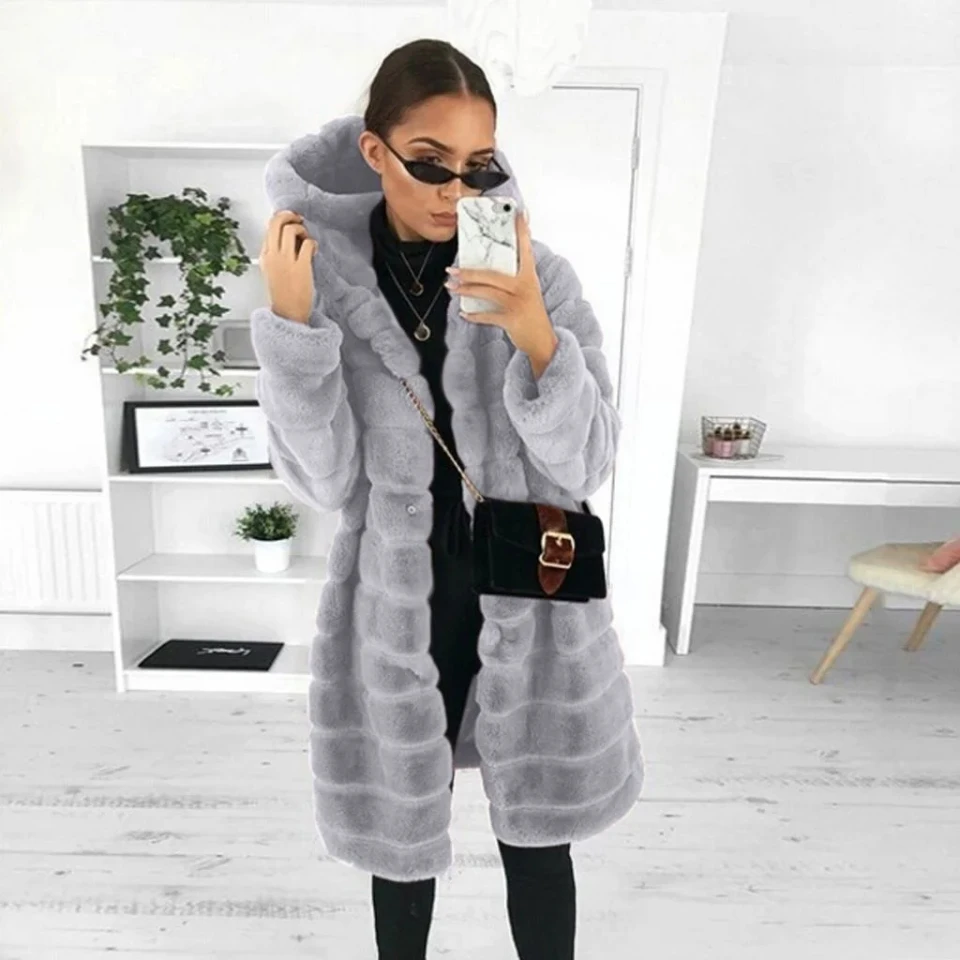 Manteau en fausse fourrure de vison pour femme, ample, transfrontalier, polyvalent, épais, à capuche, nouvelle collection automne hiver 2023