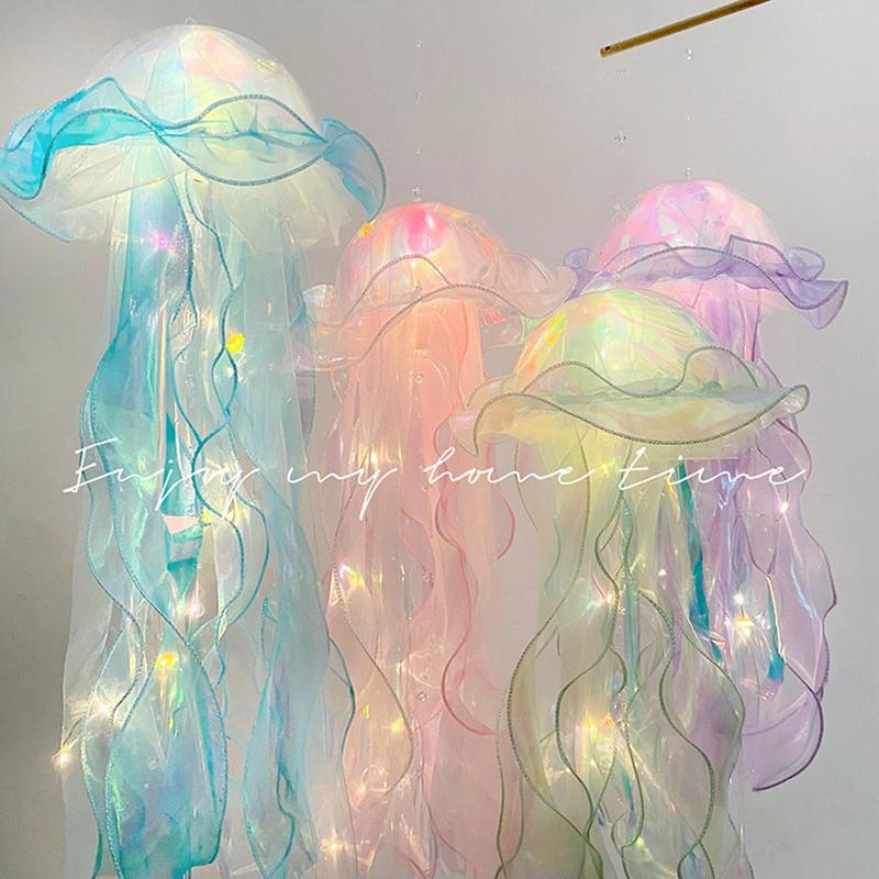 Lampe méduse pour la décoration de la maison, lanterne lumineuse, thème Happy Under the Sea, fête d'anniversaire, document de bricolage, sirènes, cadeau pour filles