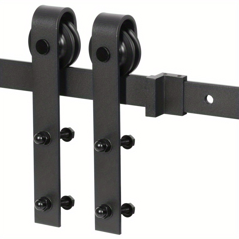 6.6 FT Sliding Barn Door Hardware Kit Wood Modern Hang Style Track Rail Black