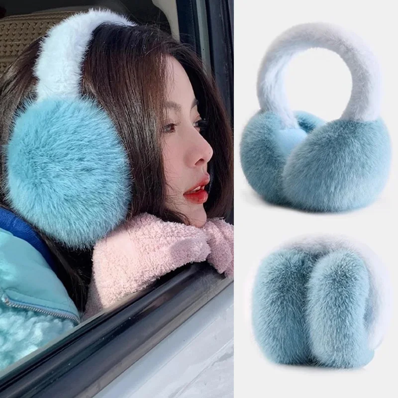 Orejeras Harajuku de felpa a prueba de viento, protección para los oídos, orejeras largas y gruesas plegables de felpa para mujeres y hombres, orejeras cálidas para invierno