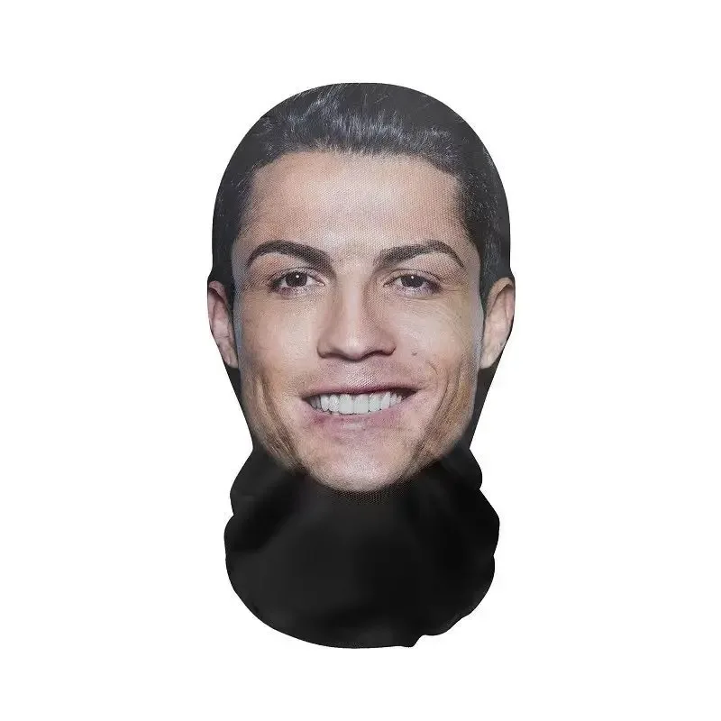 3D CR7 Messi ไม่มีรอยต่อหน้ากากใบหน้าตลกพิมพ์ผ้าพันคอที่มีชื่อเสียงคนผ้าไหมน้ําแข็งครีมกันแดดหน้ากากฮาโลวีนคอสเพลย์
