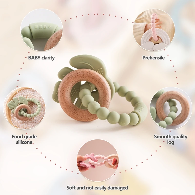 1Pc 아기 실리콘 Teether 장난감 BPA 무료 실리콘 팔찌 잎 젖니가 남 장난감 신생아 선물 장난감에 대 한 나무 반지 간호 치아