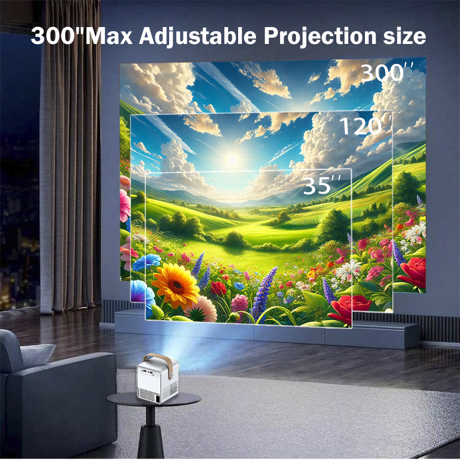 Portable Projector 4k 1920*1080P HD Resolution Intelligent Control 5G WiFi BT5.0 Home Theater Beamer Outdoor Movie LED Projector