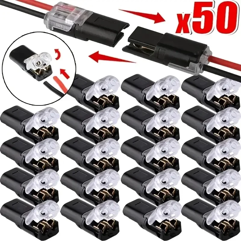 50/100 ต่อแพ็ค H2 2-Pin Plug-In Wire Connector, ทองแดงหุ้มฉนวนไนลอน Quick Connection Terminal Block, เหมาะสําหรับสายแรงดันต่ํา, ไม่ต้องใช้โหมดพลังงาน, ไม่มีชิ้นส่วนอิเล็กทรอนิกส์