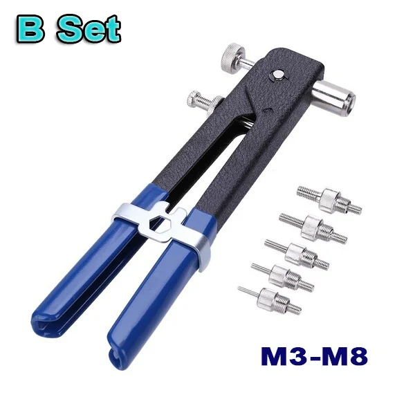 150 sztuk nitonakrętki szczypce zestaw trzpieni M3/M4/M5/M6/M8 nakrętka nit trzpienie Repairtool nitonakrętka śruba z łbem płaskim Pop nakrętka zestaw szczypiec do nitów